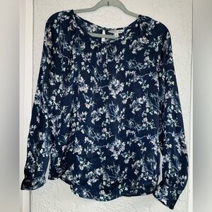 Ophelia Roe Floral Navy Blue Women's Blouse (NWOT)